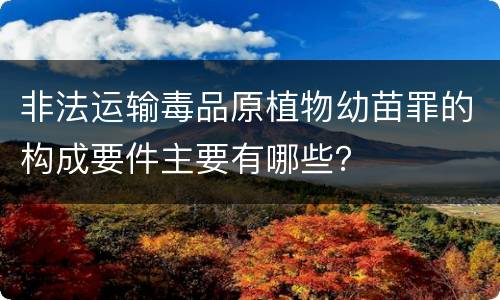 非法运输毒品原植物幼苗罪的构成要件主要有哪些？