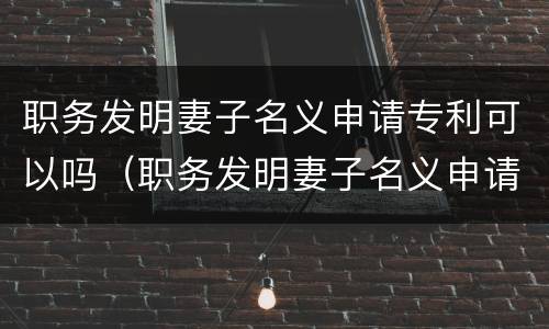 职务发明妻子名义申请专利可以吗（职务发明妻子名义申请专利可以吗法律）