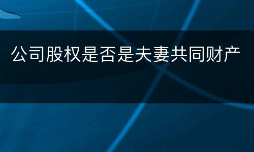 公司股权是否是夫妻共同财产