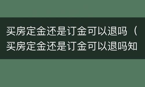 买房定金还是订金可以退吗（买房定金还是订金可以退吗知乎）