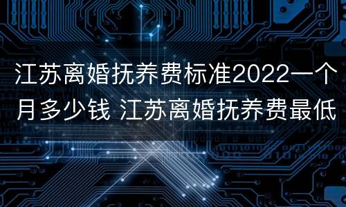 江苏离婚抚养费标准2022一个月多少钱 江苏离婚抚养费最低标准