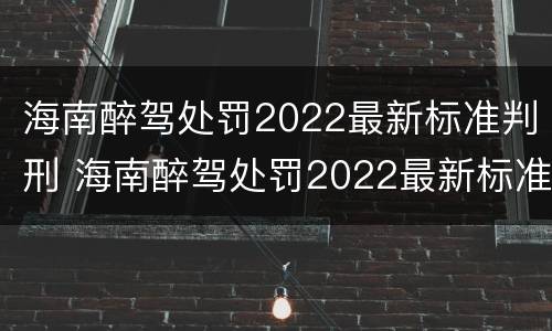 海南醉驾处罚2022最新标准判刑 海南醉驾处罚2022最新标准判刑多少年
