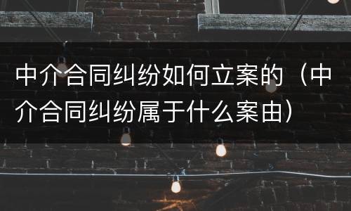 中介合同纠纷如何立案的（中介合同纠纷属于什么案由）