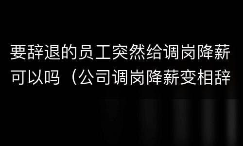 要辞退的员工突然给调岗降薪可以吗（公司调岗降薪变相辞退如何应对）