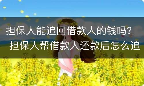 担保人能追回借款人的钱吗？ 担保人帮借款人还款后怎么追偿