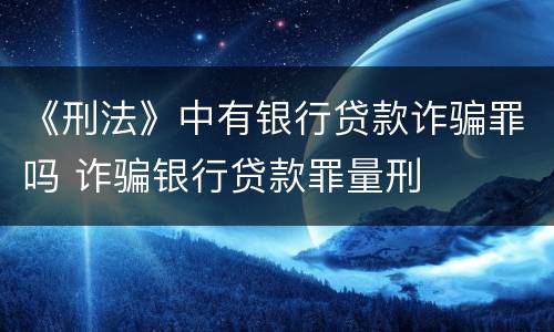《刑法》中有银行贷款诈骗罪吗 诈骗银行贷款罪量刑