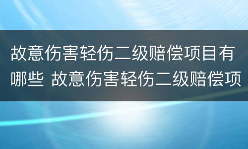 故意伤害轻伤二级赔偿项目有哪些 故意伤害轻伤二级赔偿项目有哪些标准