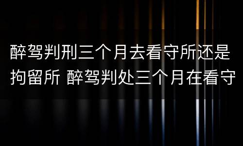 醉驾判刑三个月去看守所还是拘留所 醉驾判处三个月在看守所做什么