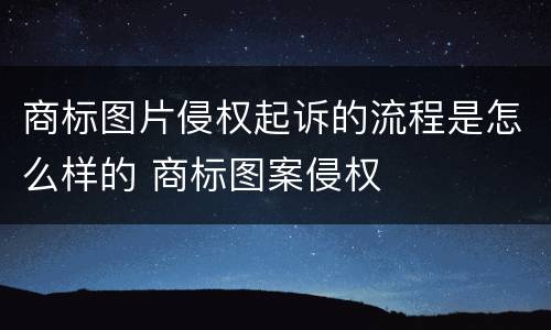 商标图片侵权起诉的流程是怎么样的 商标图案侵权