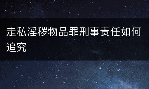走私淫秽物品罪刑事责任如何追究