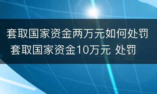 套取国家资金两万元如何处罚 套取国家资金10万元 处罚