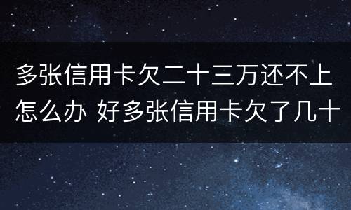 多张信用卡欠二十三万还不上怎么办 好多张信用卡欠了几十万,还不上