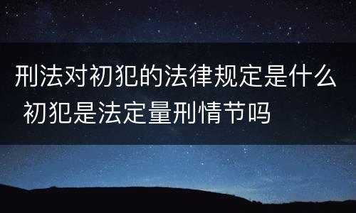 刑法对初犯的法律规定是什么 初犯是法定量刑情节吗