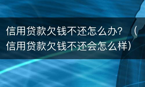 信用贷款欠钱不还怎么办？（信用贷款欠钱不还会怎么样）