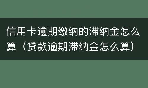 信用卡逾期缴纳的滞纳金怎么算（贷款逾期滞纳金怎么算）