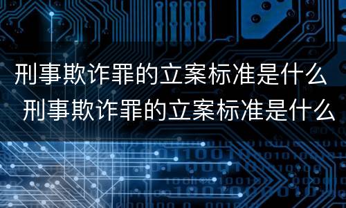 刑事欺诈罪的立案标准是什么 刑事欺诈罪的立案标准是什么呢