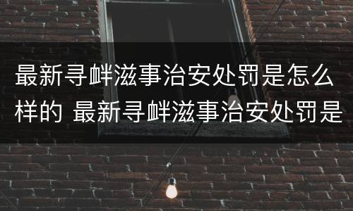 最新寻衅滋事治安处罚是怎么样的 最新寻衅滋事治安处罚是怎么样的呢