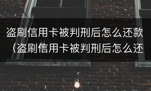 盗刷信用卡被判刑后怎么还款（盗刷信用卡被判刑后怎么还款呢）