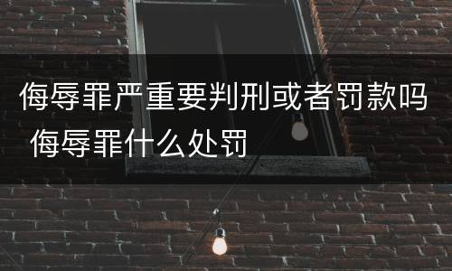 侮辱罪严重要判刑或者罚款吗 侮辱罪什么处罚