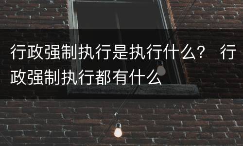 行政强制执行是执行什么？ 行政强制执行都有什么