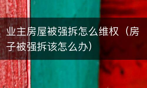 业主房屋被强拆怎么维权（房子被强拆该怎么办）
