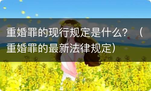 重婚罪的现行规定是什么？（重婚罪的最新法律规定）