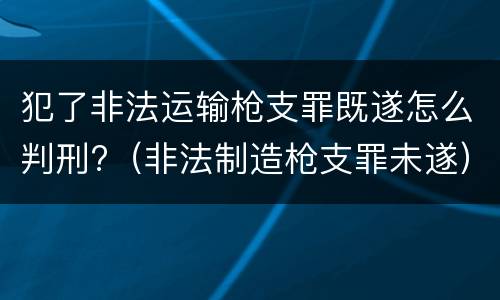 犯了非法运输枪支罪既遂怎么判刑?（非法制造枪支罪未遂）