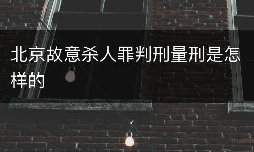 北京故意杀人罪判刑量刑是怎样的