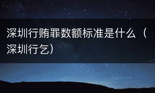 深圳行贿罪数额标准是什么（深圳行乞）