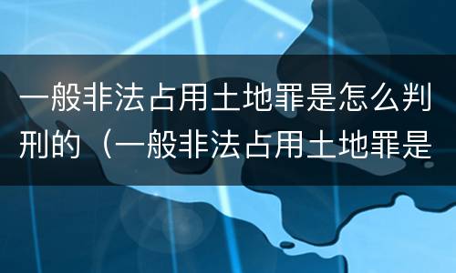 一般非法占用土地罪是怎么判刑的（一般非法占用土地罪是怎么判刑的案例）
