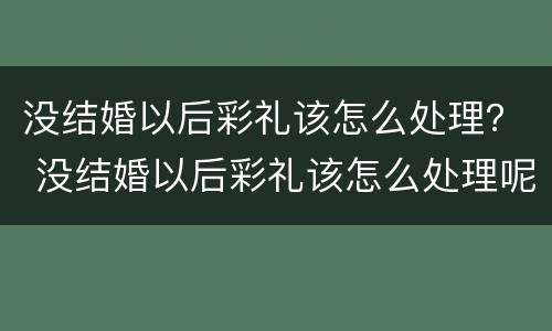 没结婚以后彩礼该怎么处理？ 没结婚以后彩礼该怎么处理呢