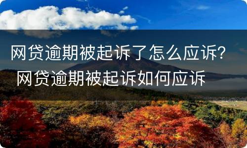 网贷逾期被起诉了怎么应诉？ 网贷逾期被起诉如何应诉