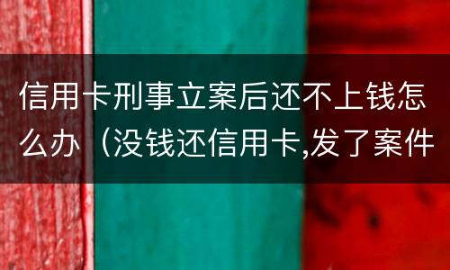 信用卡刑事立案后还不上钱怎么办（没钱还信用卡,发了案件怎么办）