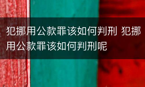 犯挪用公款罪该如何判刑 犯挪用公款罪该如何判刑呢