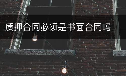 质押合同必须是书面合同吗