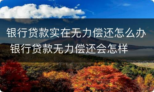 银行贷款实在无力偿还怎么办 银行贷款无力偿还会怎样