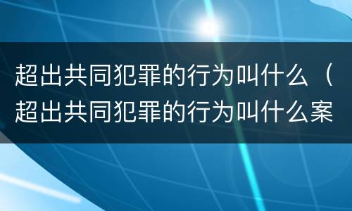 超出共同犯罪的行为叫什么（超出共同犯罪的行为叫什么案件）
