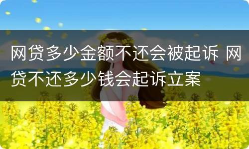 网贷多少金额不还会被起诉 网贷不还多少钱会起诉立案