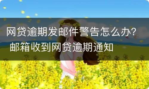 网贷逾期发邮件警告怎么办？ 邮箱收到网贷逾期通知