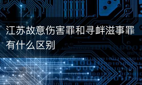江苏故意伤害罪和寻衅滋事罪有什么区别