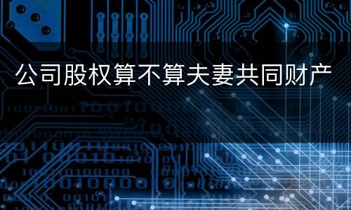 公司股权算不算夫妻共同财产
