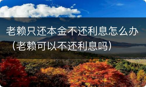 老赖只还本金不还利息怎么办（老赖可以不还利息吗）