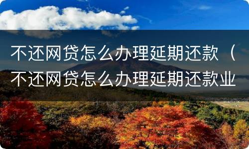 不还网贷怎么办理延期还款（不还网贷怎么办理延期还款业务）