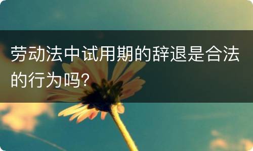 劳动法中试用期的辞退是合法的行为吗？