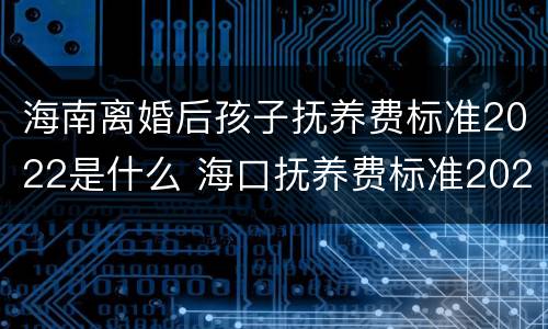 海南离婚后孩子抚养费标准2022是什么 海口抚养费标准2020