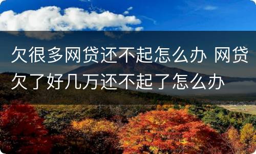 欠很多网贷还不起怎么办 网贷欠了好几万还不起了怎么办