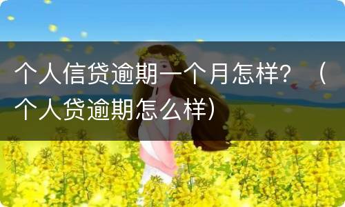 个人信贷逾期一个月怎样？（个人贷逾期怎么样）