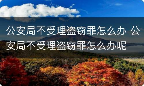 公安局不受理盗窃罪怎么办 公安局不受理盗窃罪怎么办呢