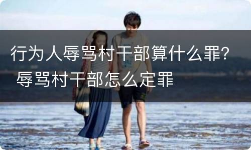 行为人辱骂村干部算什么罪？ 辱骂村干部怎么定罪