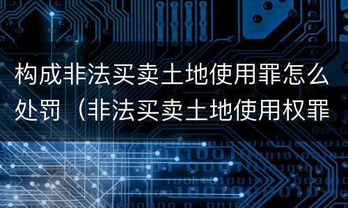构成非法买卖土地使用罪怎么处罚（非法买卖土地使用权罪构成要件）